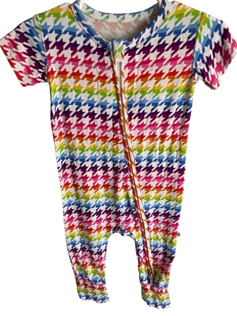 9/12 Months Little Bum Bums Rainbow Houndstooth Bamboo Romper